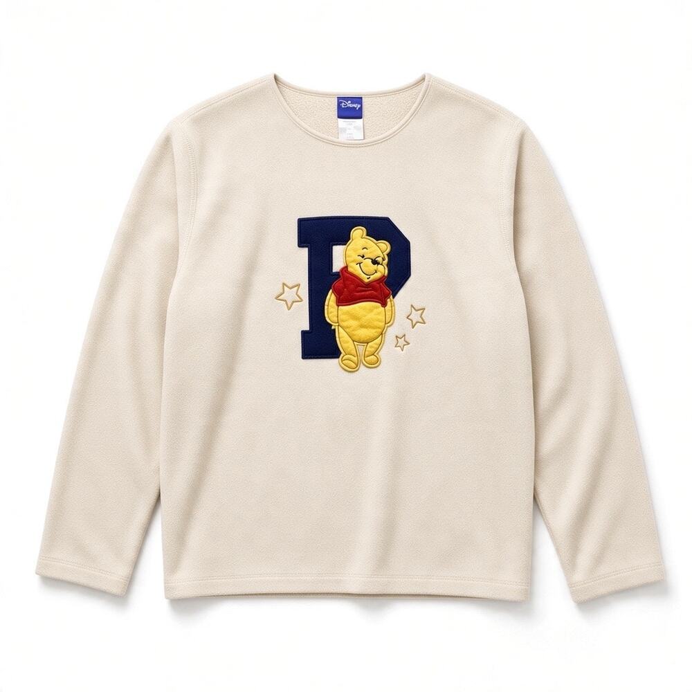 Vintage Disney Winnie The Pooh Sweatshirt Embroidered Fleece Varsity Sweater M